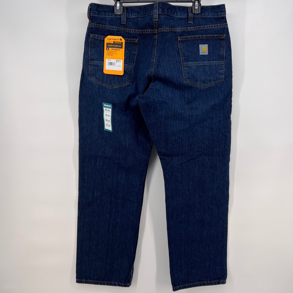 Carhartt BD5119M‎ Mens Relaxed Fit 5 Pocket Jean 38x30 Dark Wash Denim